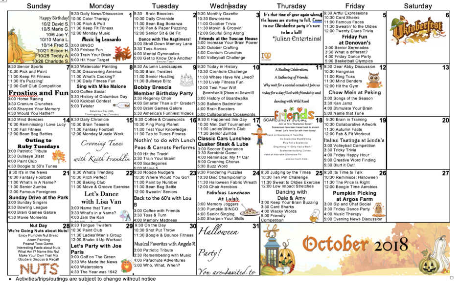 Toms River September Events - Regency Memory Care