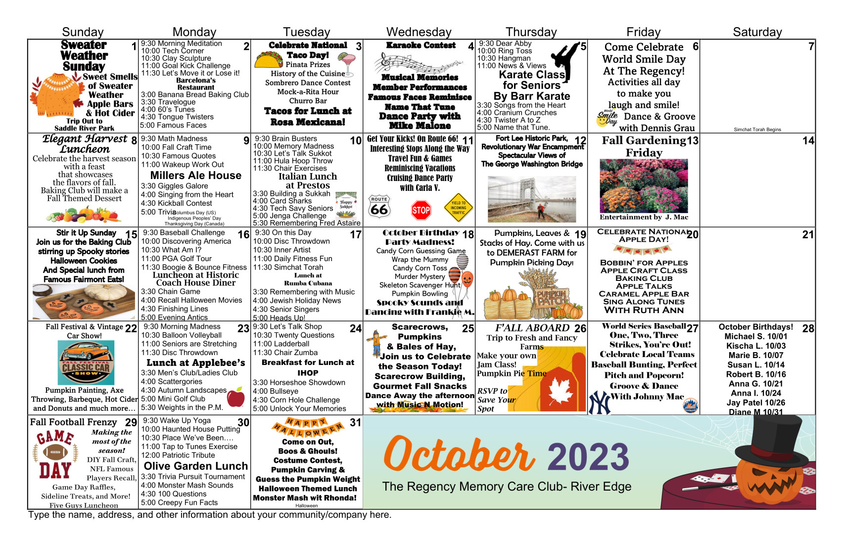 Calendar of Events | Regency Memory Care | December 2016